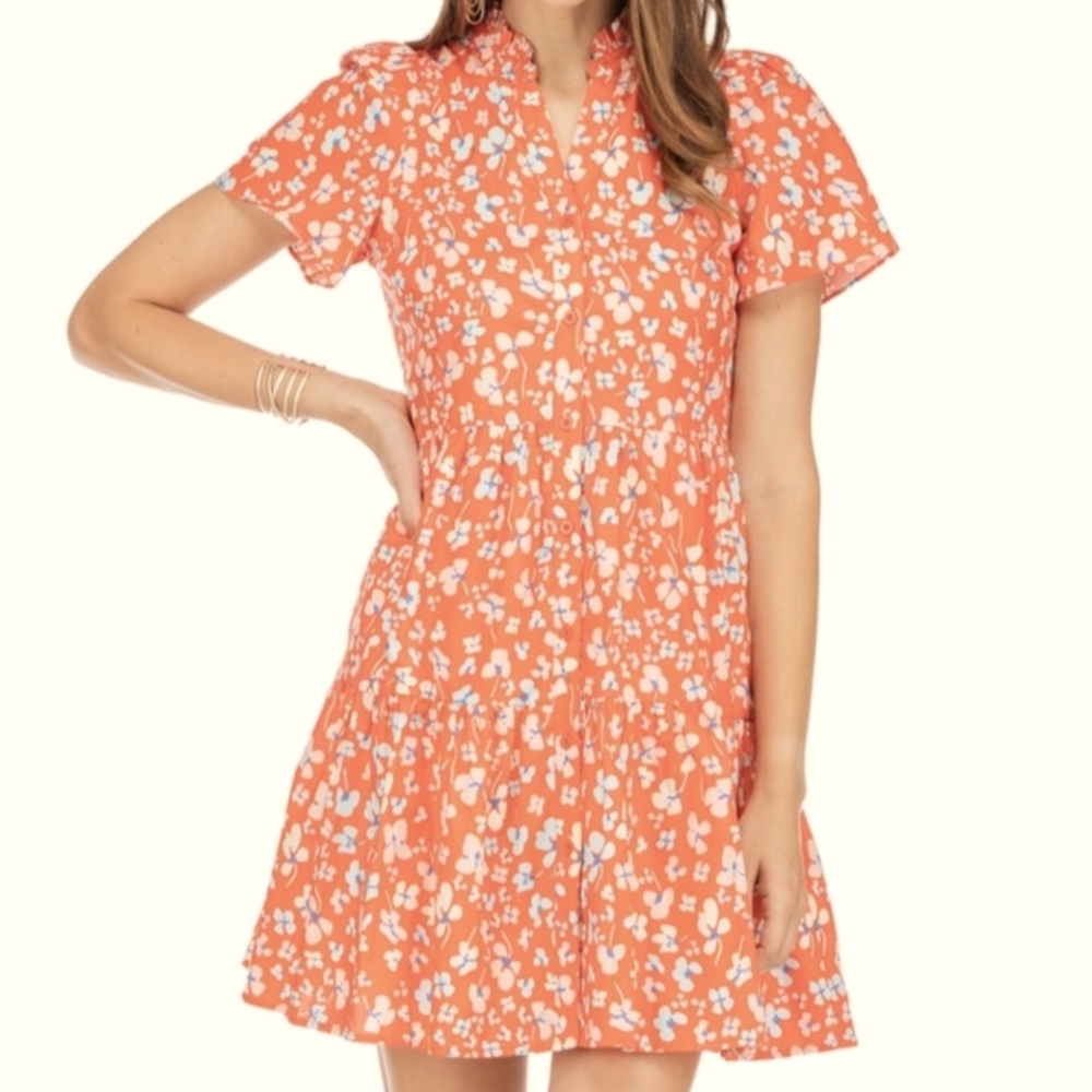 Jade Melody Tam Orange Ruffled Tiered Sundress